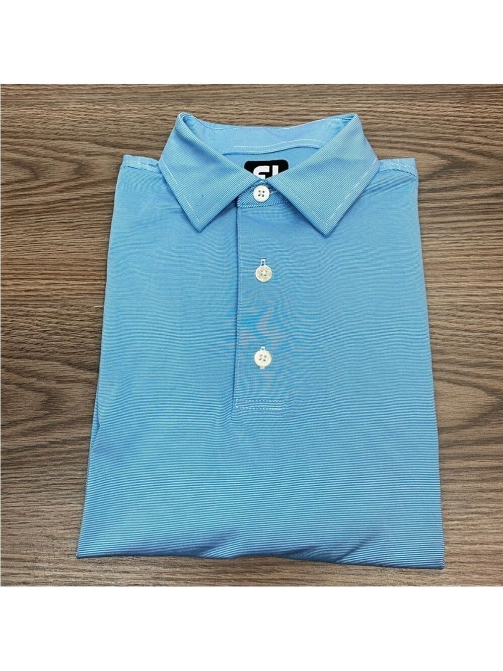 FootJoy Light Blue & White Micro Stripe Golf Polo Shirt, size L